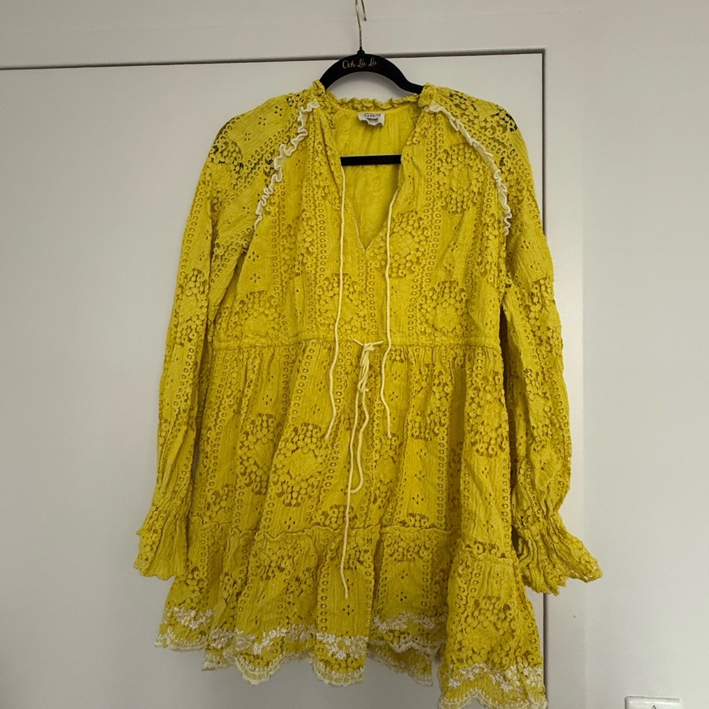 HEMANT & NANDITA Yellow Lace Dress